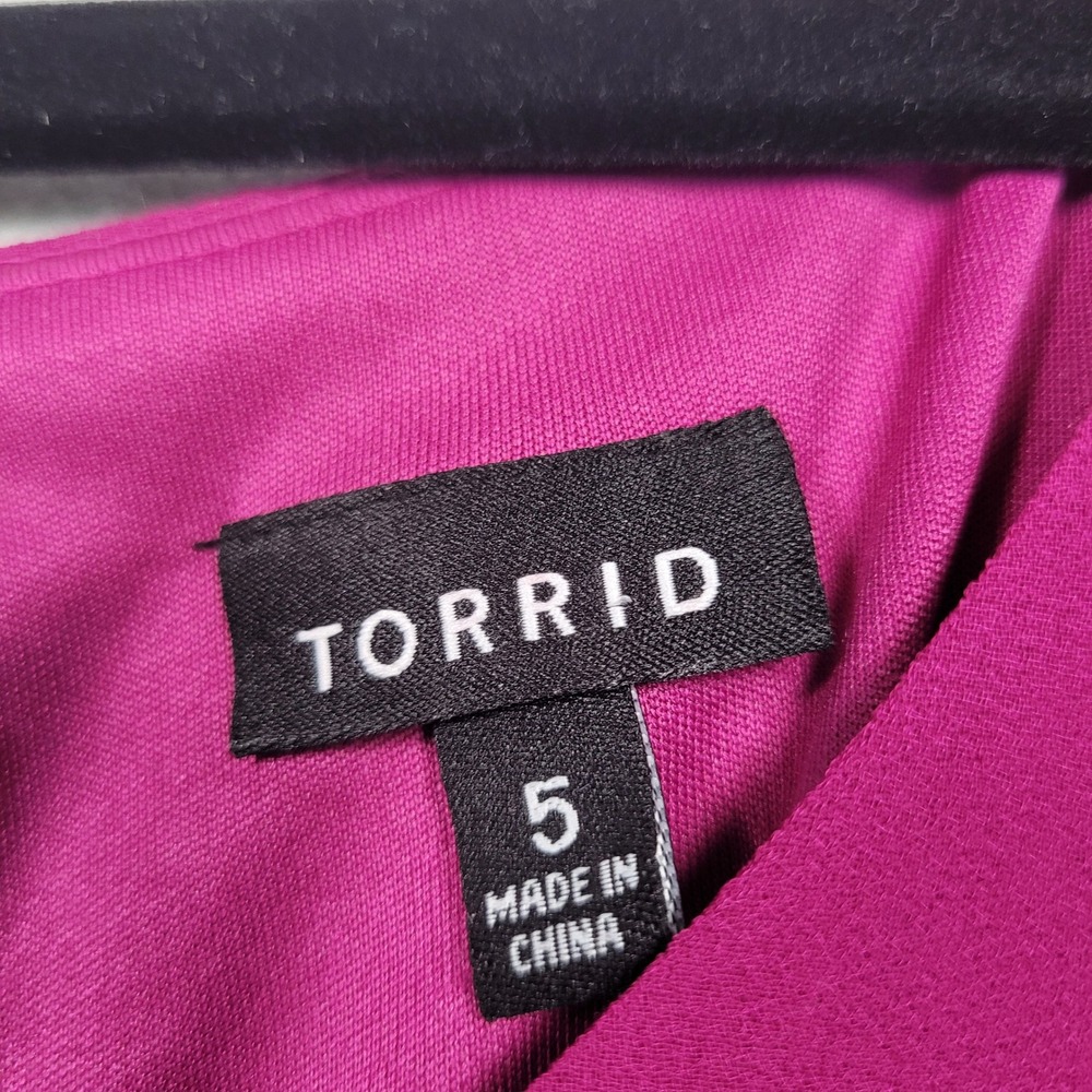 Torrid Women Plus Size 5 Magenta Chiffon Flutter Sleeve Midi Dress 11205818 - Picture 5 of 11